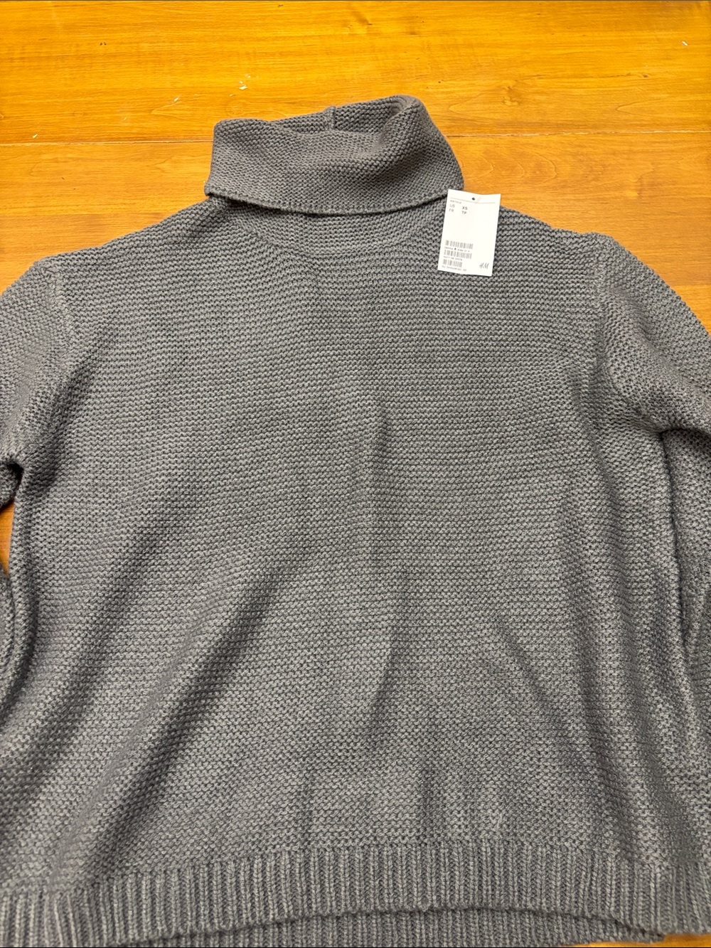 H&M Charcoal Grey Turtleneck Textured Knit Sweater